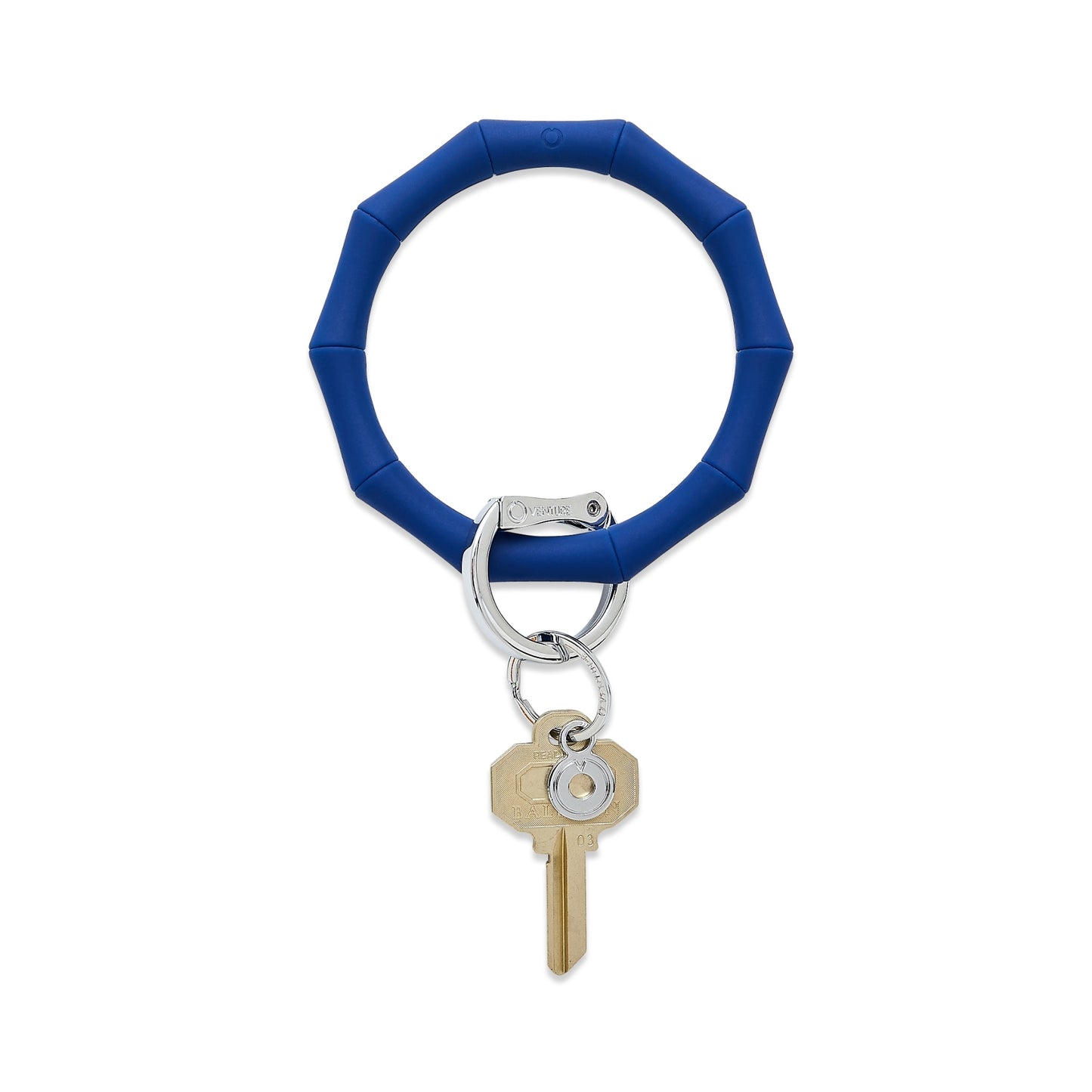 Midnight Navy Bamboo - Silicone Big O Key Ring with silver locking clasp - Oventure