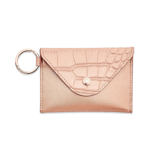 Stylish leather keychain wallet in mini envelope design.