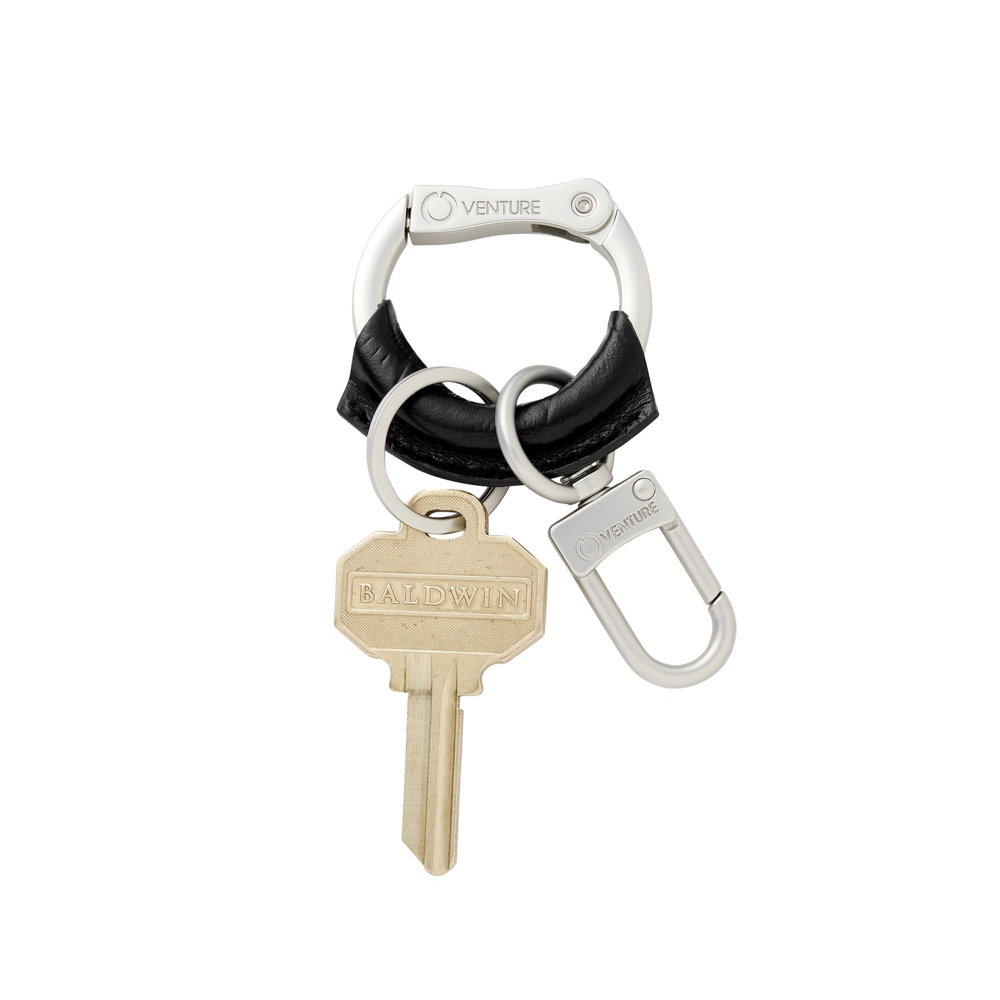 Men's Keychain - Sleek Black Leather O-Boy Keyring