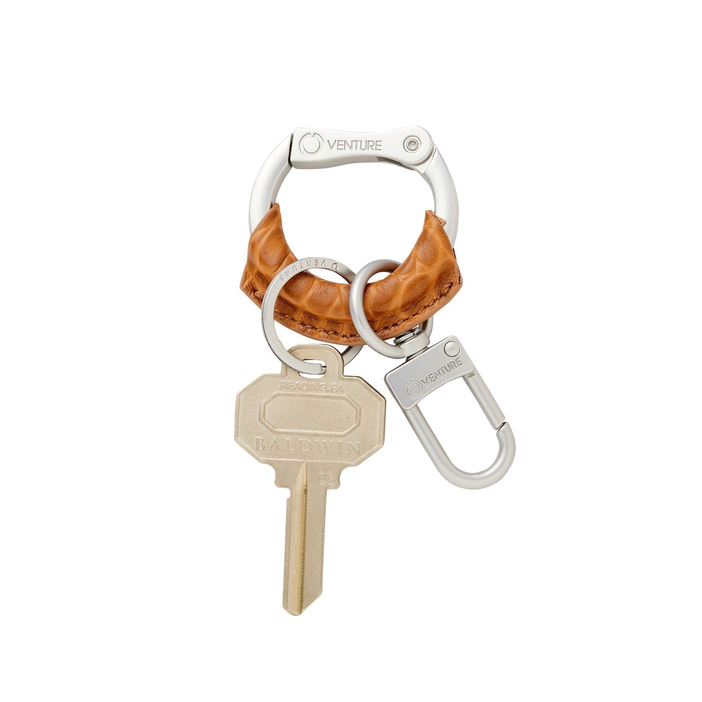 Men's Keychain - Stylish cOgnac Leather O-Boy Keyring