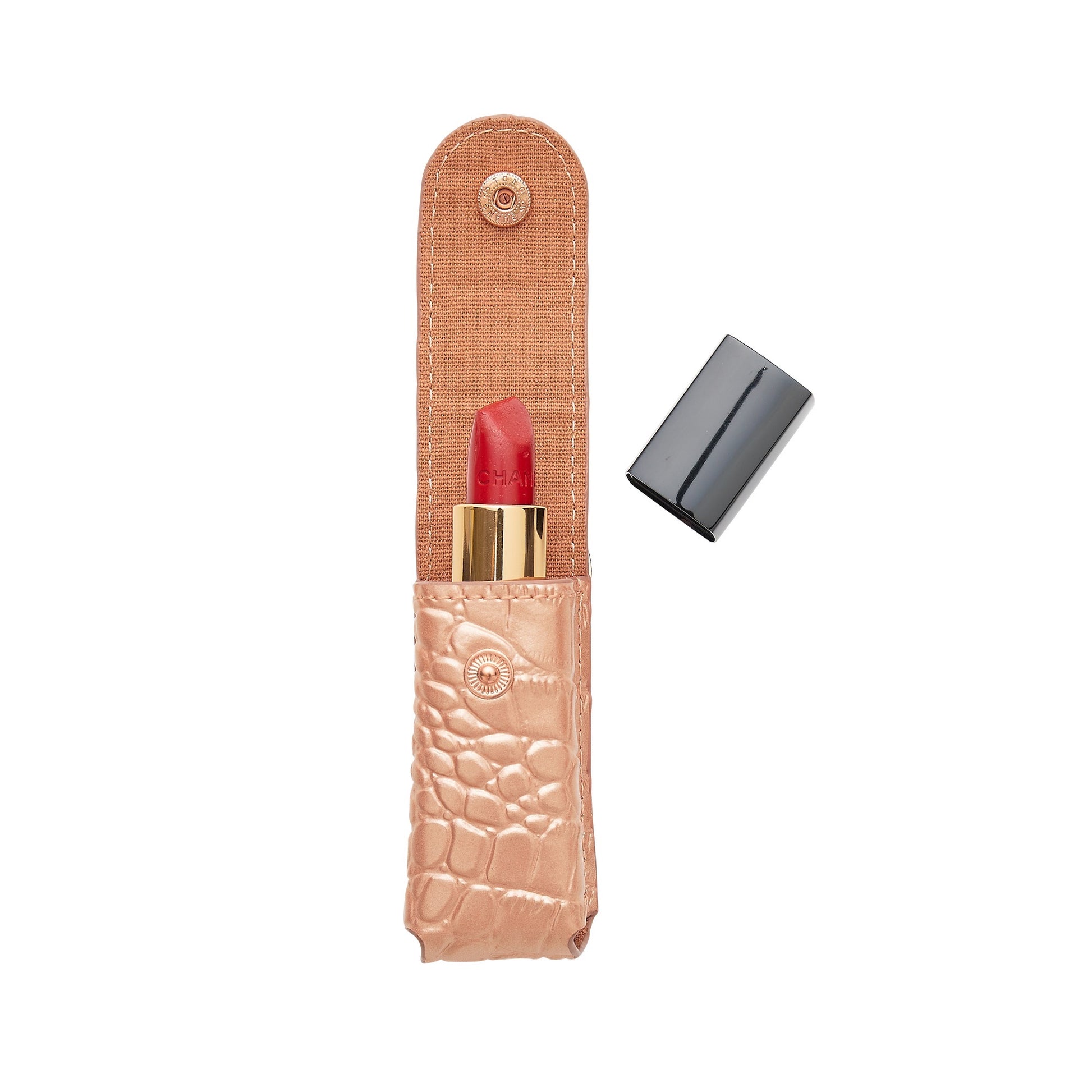 Solid Rose Gold Croc-Embossed - The Smooch Lipstick Holder - Oventure