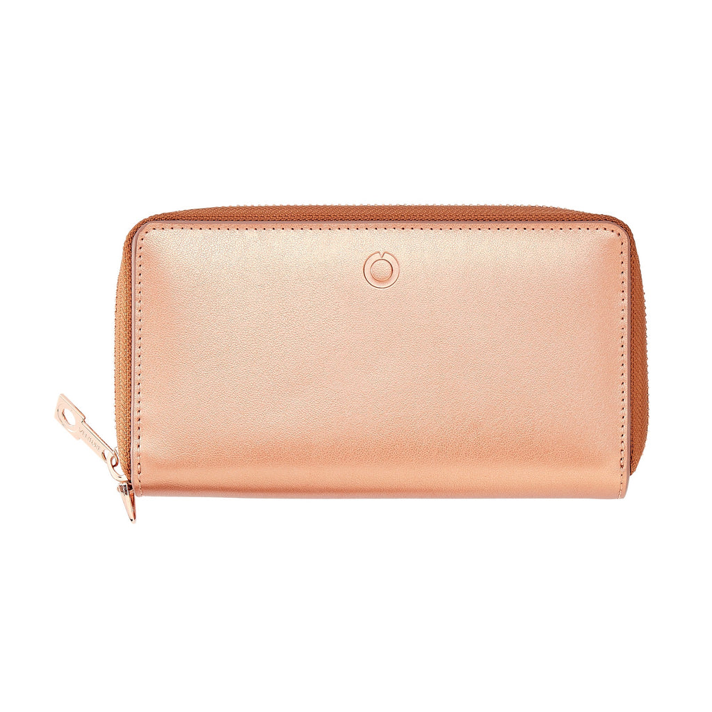 Oventure Leather Zip Around Wallet in Smooth Rose Gold