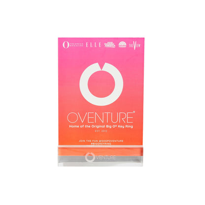 Oventure Point of sale display which holds cards with marketing material
