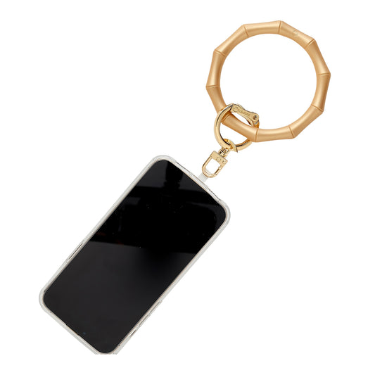 Phone Bangle in Gold Bamboo Hands-Free Phone Wristlet