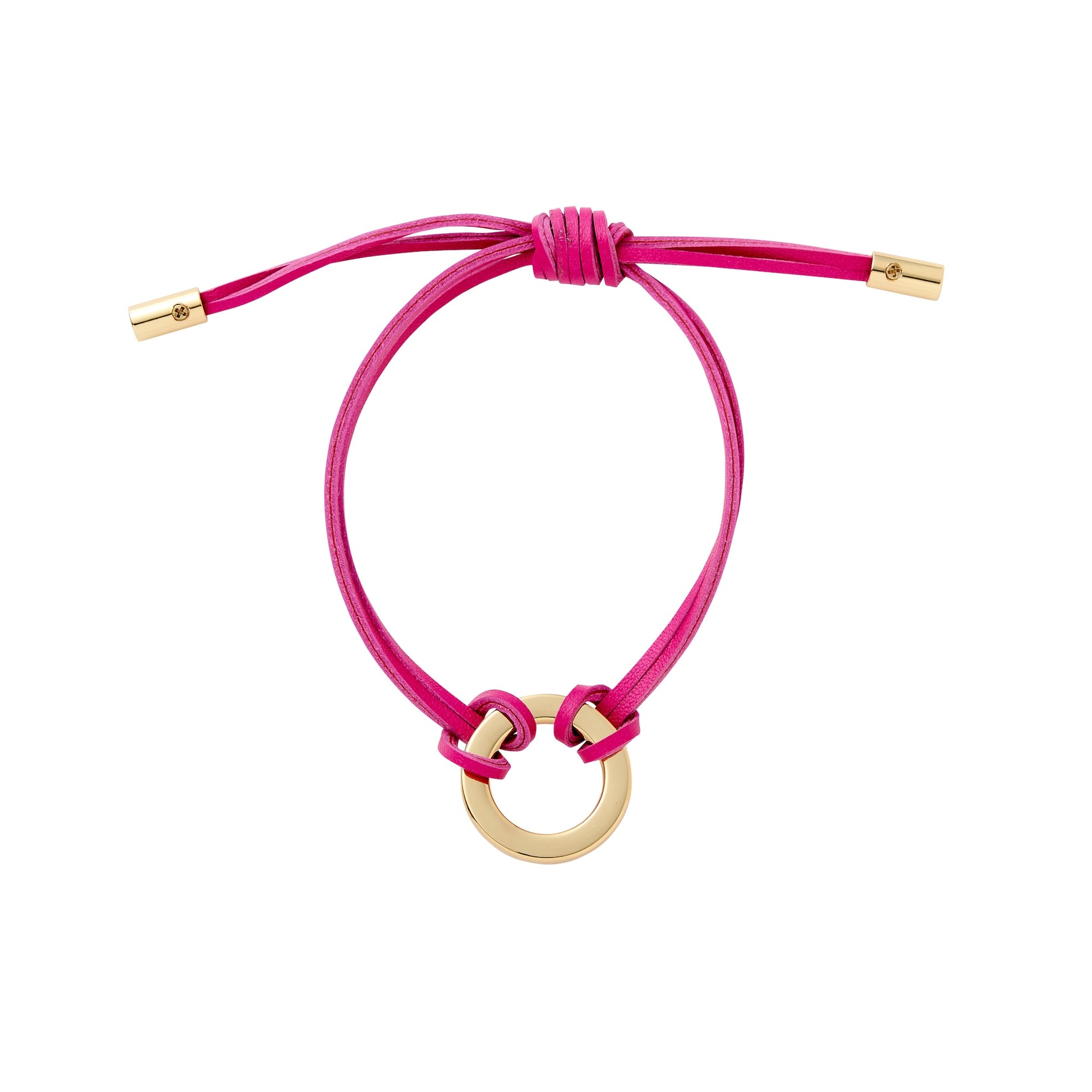 Pink Leather adjustable cord bracelet