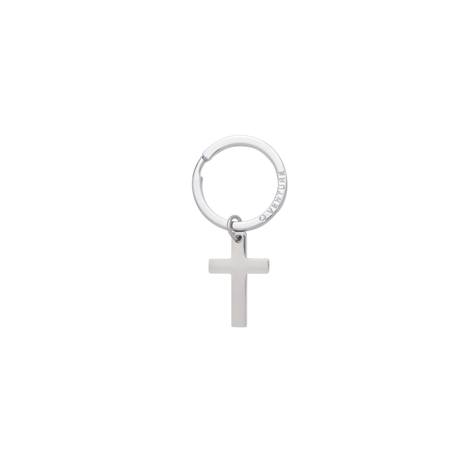 Silver cross key chain. This can be used on its own or as a charm to attach to your big o keyring. It is a silver cross