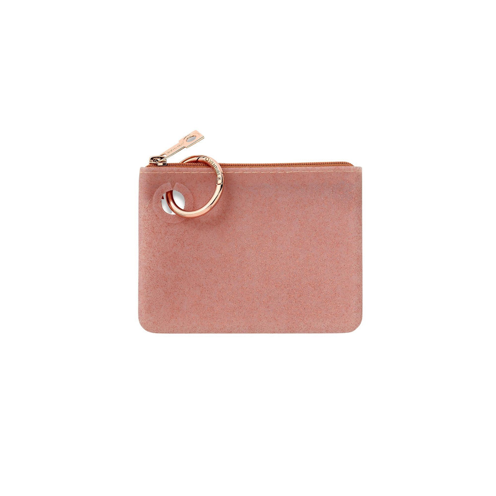 Silicone Rose Gold Confetti mini pouch with rose gold hardware