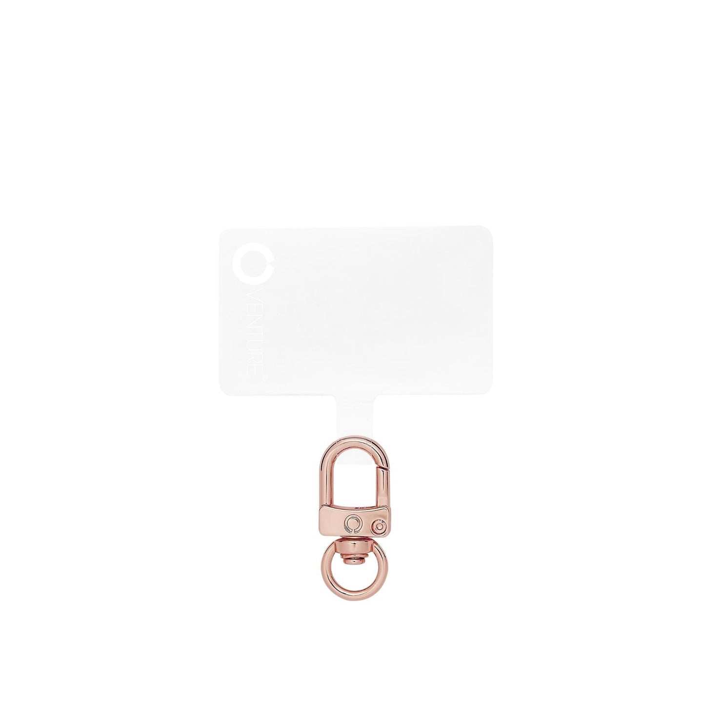 A hands-free rose gold phone tab connector.