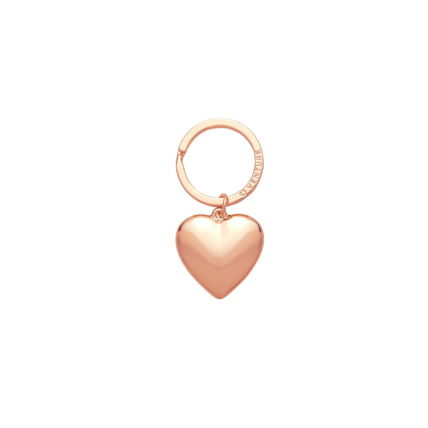 Rose gold puffy heart key chain. This charm can be added to the big o key ring in rose gold