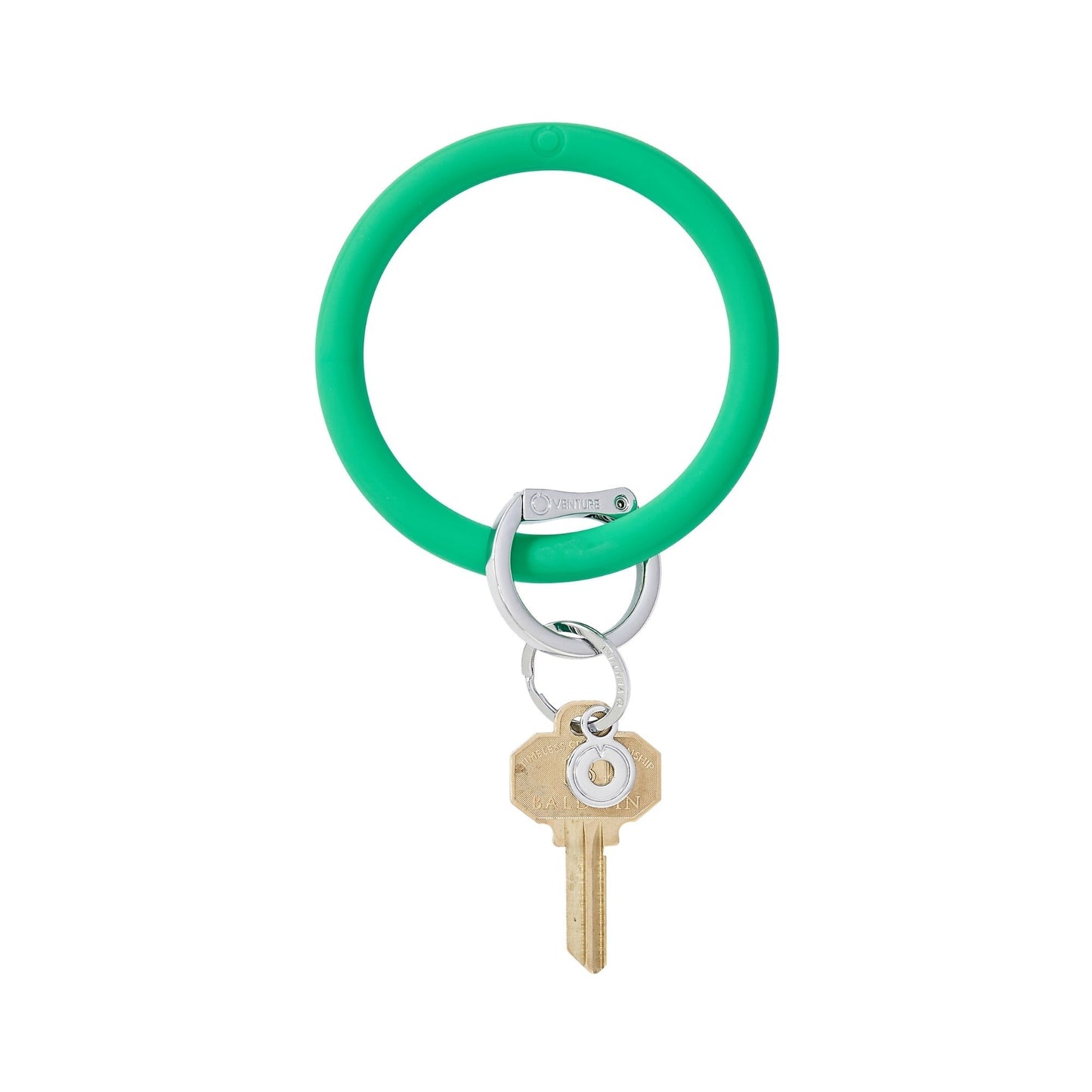 Shamrock green silicone big o key ring with silver locking clasp
