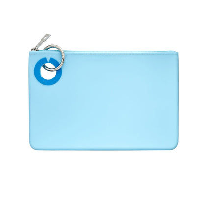 Sweet Carolina Blue - Large Silicone Pouch - Oventure. It is light blue with silver hardware.