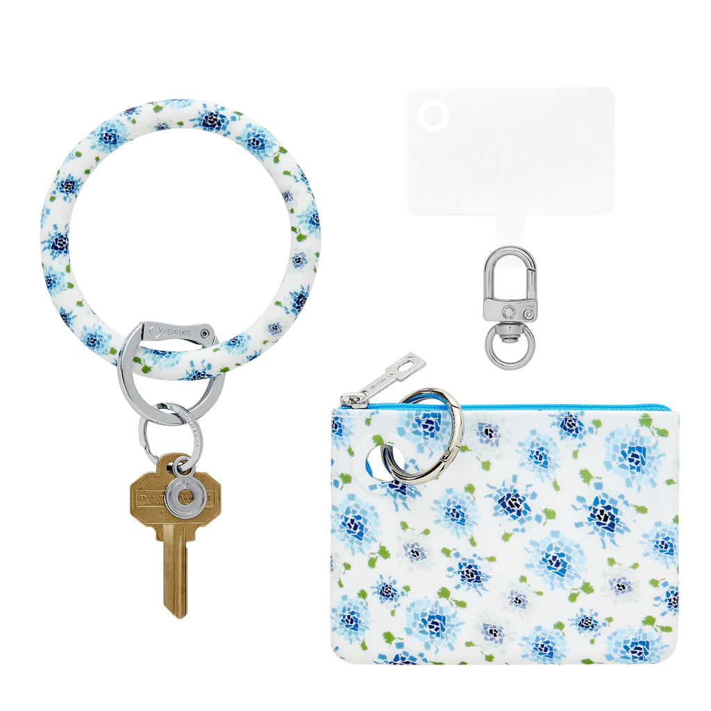 Fifty States Blue - Mini Silicone Pouch and Big O Key Ring Set - Oventure which includes a Big O Key Ring, a phone connector and a mini silicone pouch