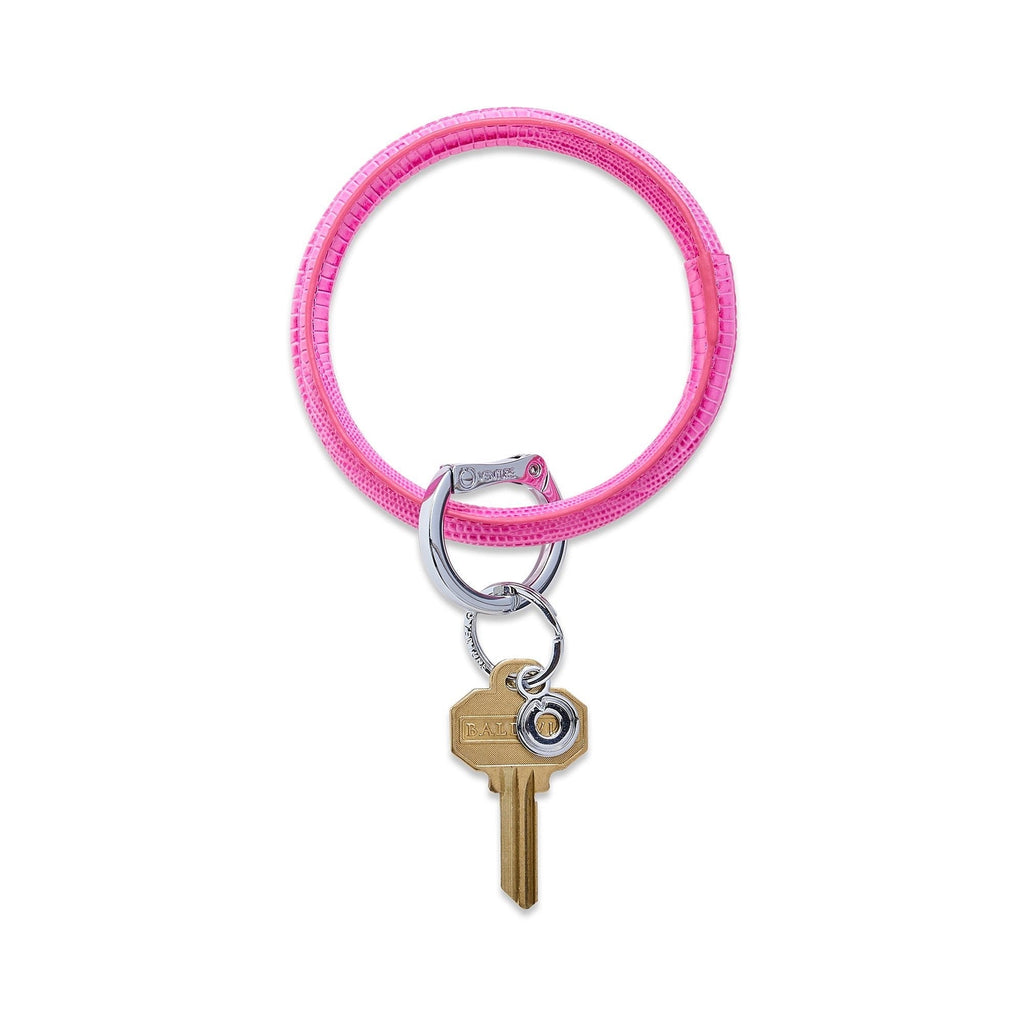 Tickled Pink Lizard-Embossed - Leather Big O Key Ring - Oventure