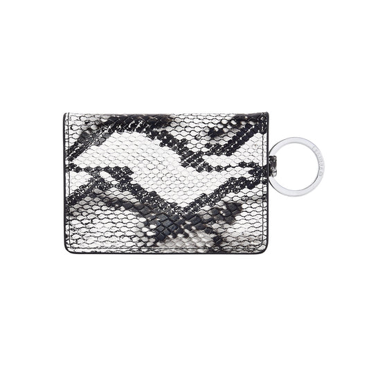 Sophisticated black and white keychain wallet with compartments