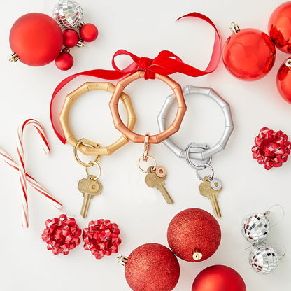 chic metallic bamboo holiday keychains 