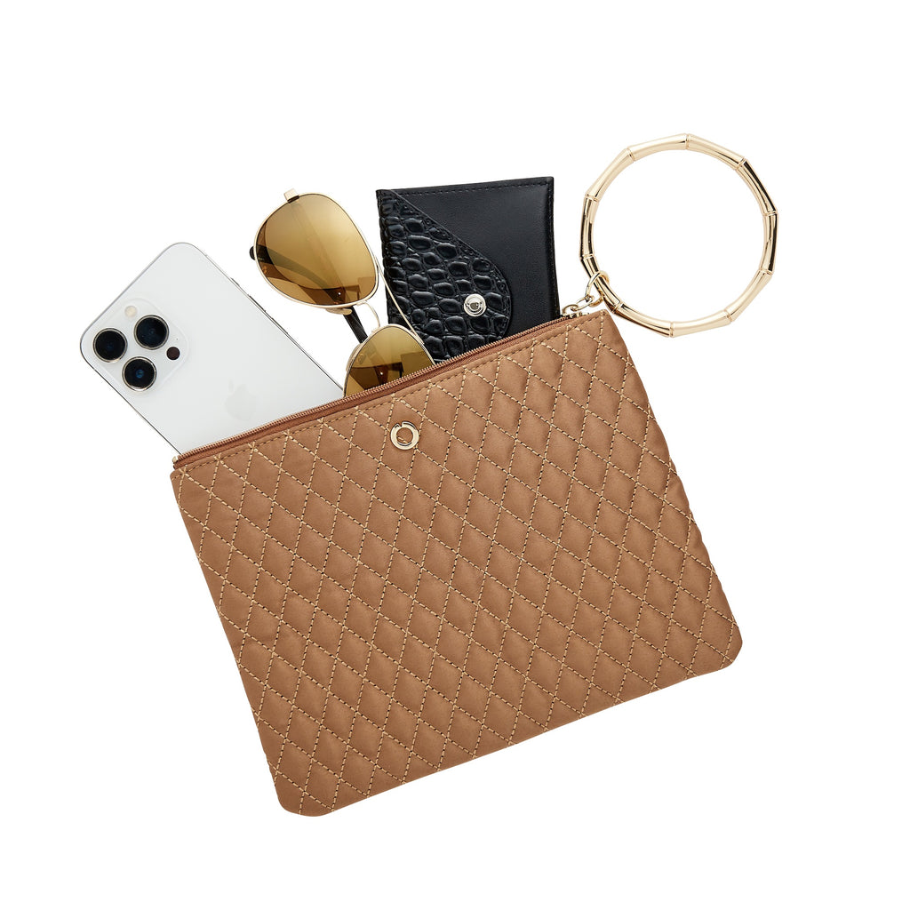 Carmel Quilted Bracelet Pouch Gold Hardware by Oventure