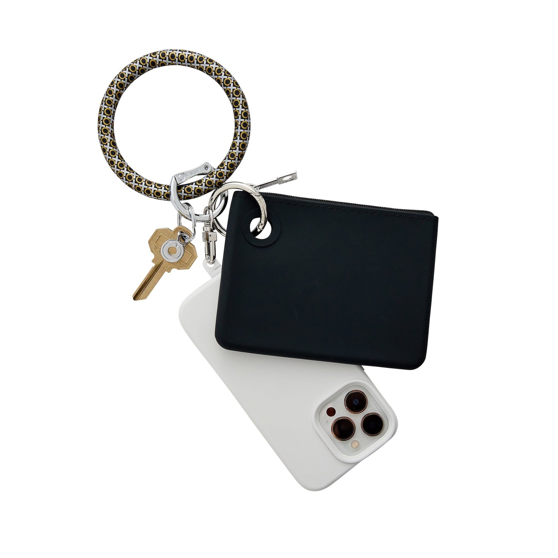 Oventure Black XO Print Silicone Big O Key Ring with Silicone Pouch