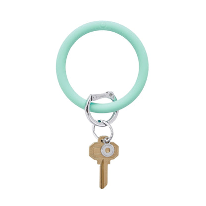 Mint green silicone big O key ring with silver locking clasp 