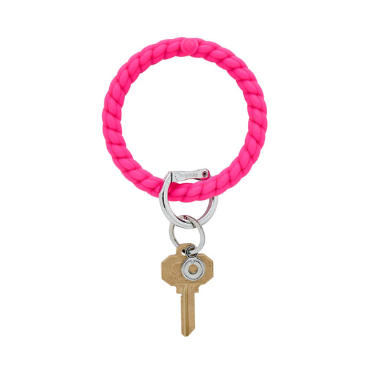 Silicone Big O® Key Ring - Tickled Pink Braided