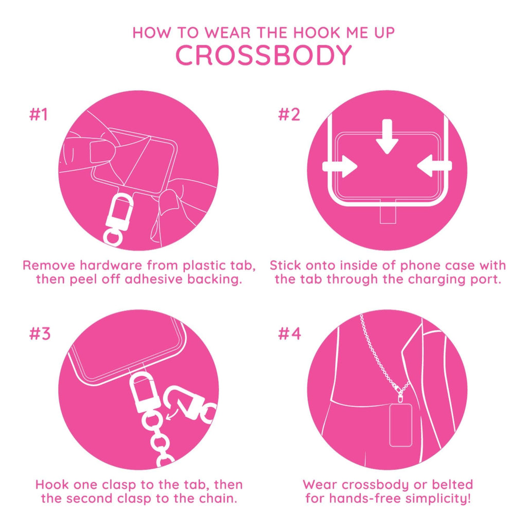 Instructions on how to wear the crossbody chain