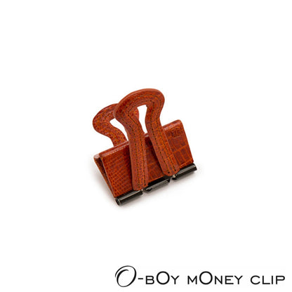 Brown croc leather O-Boy Money Clip