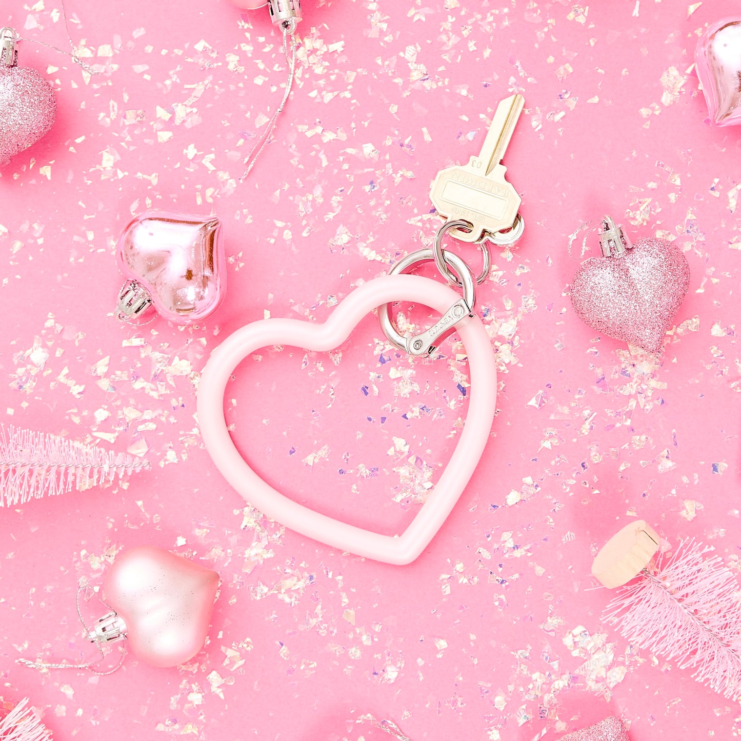 Silicone heart keychain - pearlized rose keychain bracelet gift