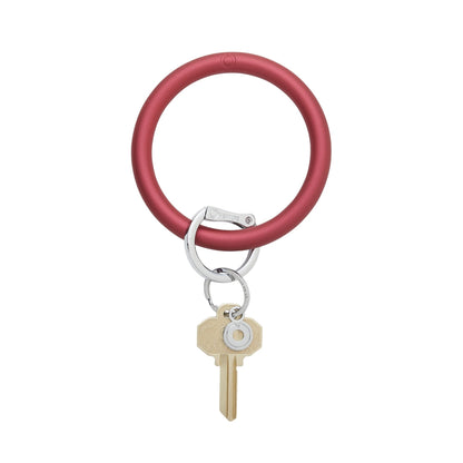 Pearlized Silicone Big O Key Ring in Wino with Silver Locking clasp