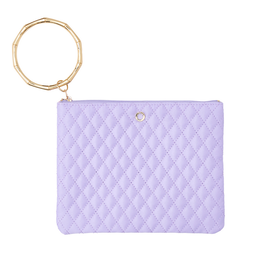 Purple quilted bracelet pouch 