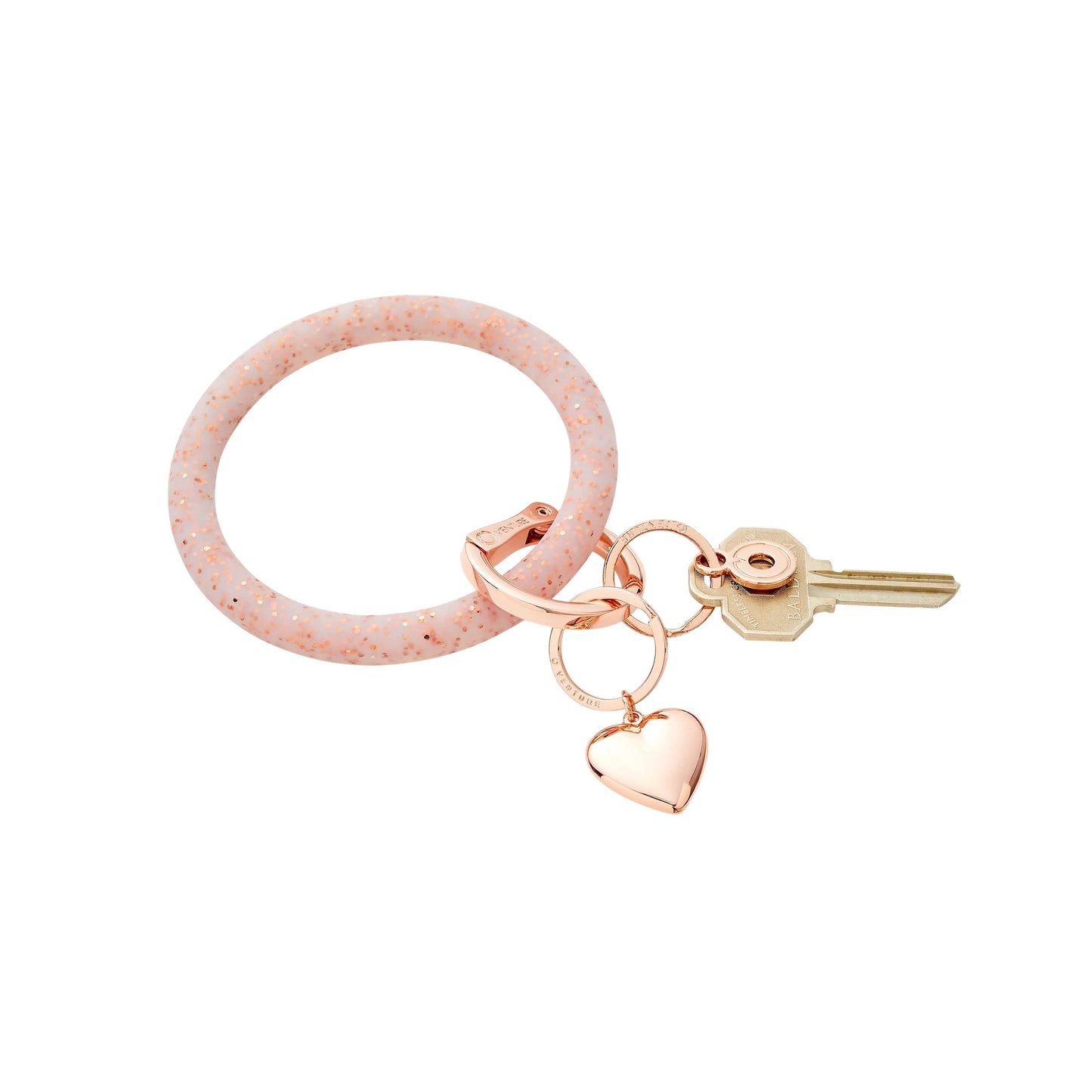 Rose gold puffy heart key chain. This charm can be added to the big o key ring in rose gold