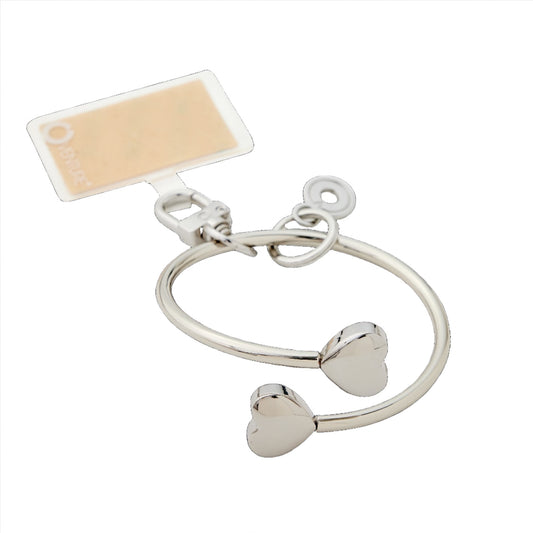 A stylish phone bracelet for the fashionable trendsetter in silver with silver hearts.