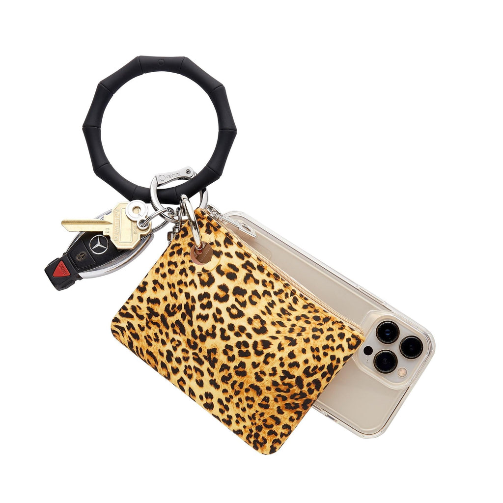 Back in Black Bamboo - Silicone Big O Key Ring - Oventure Cheetah Silicone mini pouch attached and phone connector