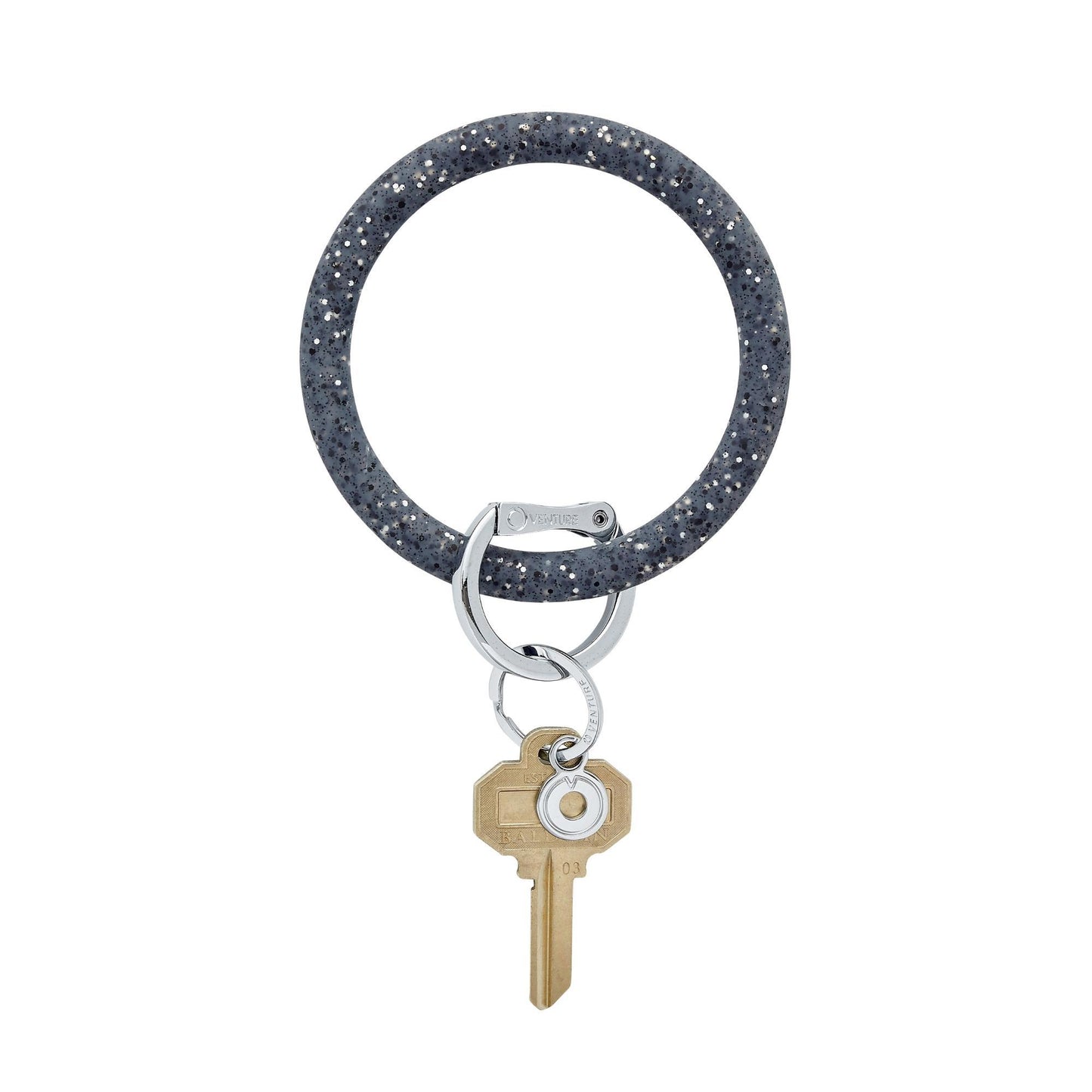 Big O Key Ring in Back in Black confetti silicone