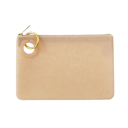 A stylish best selling gold rush confetti large pouch.