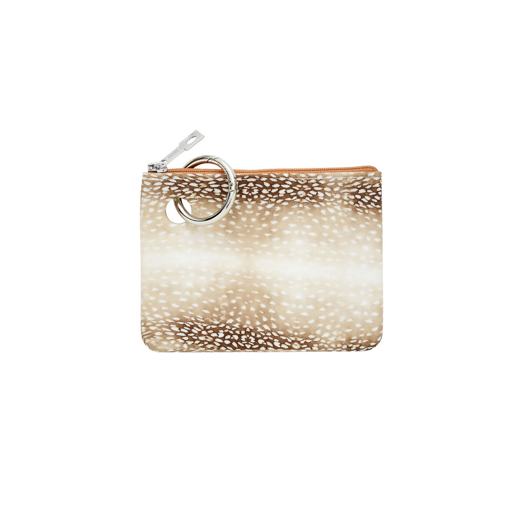 Mini Silicone Pouch in Antelope print by Oventure. Holds EarPods, cash, credit cards, lip gloss.