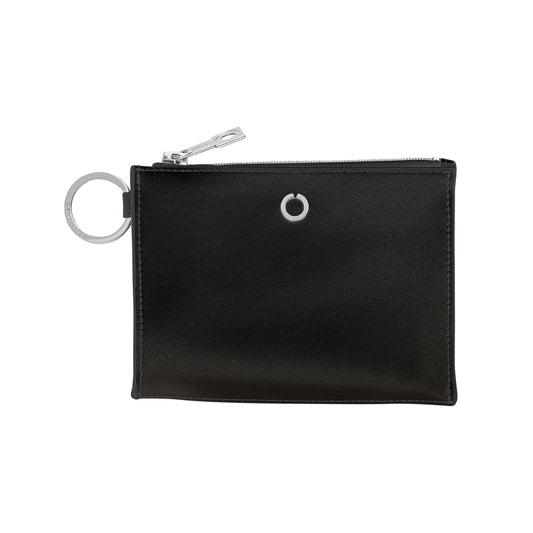 Black leather keychain wallet for stylish organization.