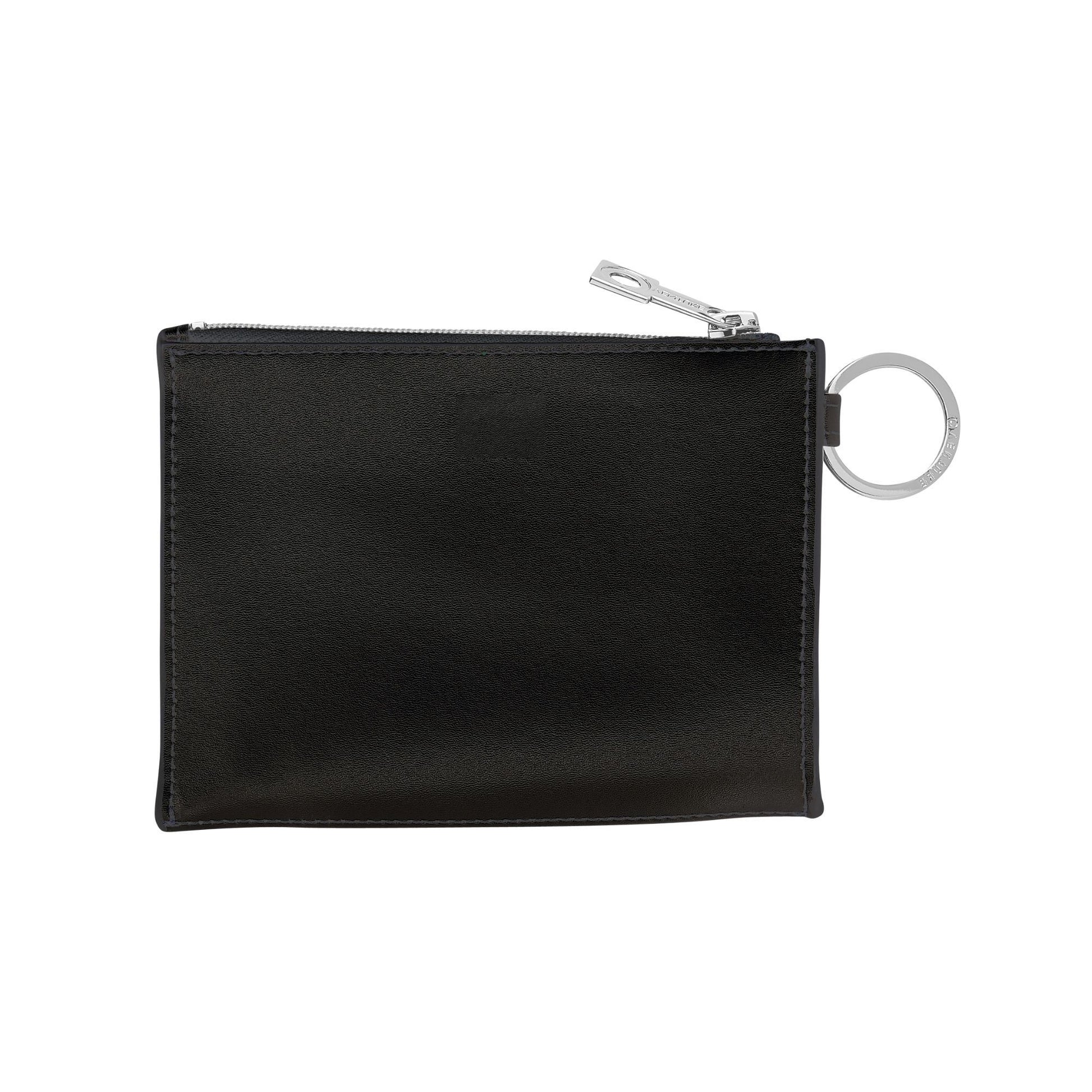 Black leather keychain wallet for stylish organization - back side.