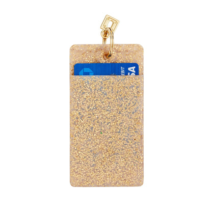 Gold Rush Confetti - Silicone ID Case - Oventure showing outer pocket with card slot